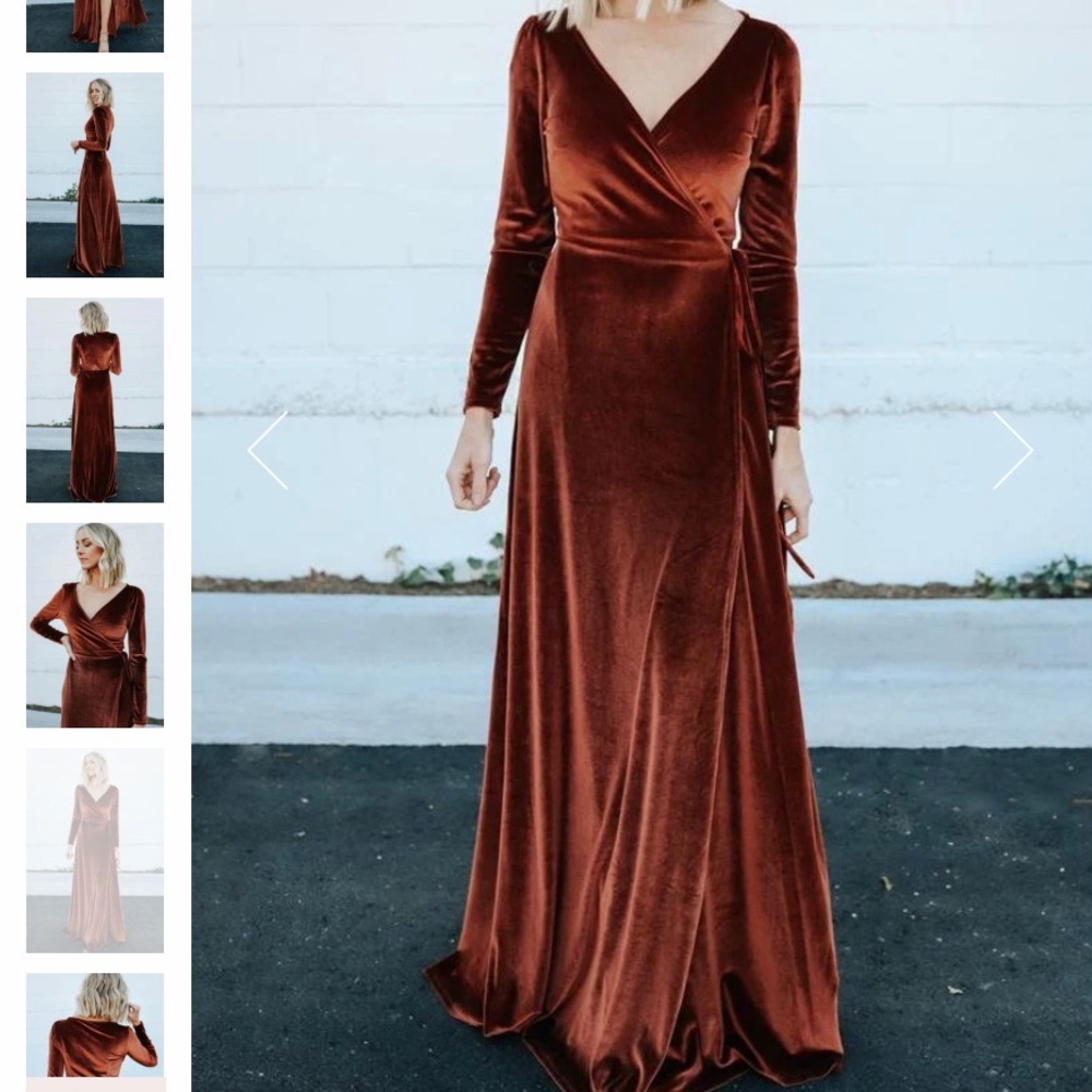Esmerelda Velvet Wrap Maxi Dress - BRONZE